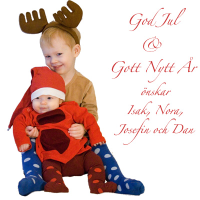 God Jul och Gott Nytt År önskar Nora, Isak, Josefin och Dan
