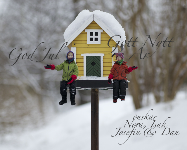 God Jul och Gott Nytt År önskar Nora, Isak, Josefin och Dan