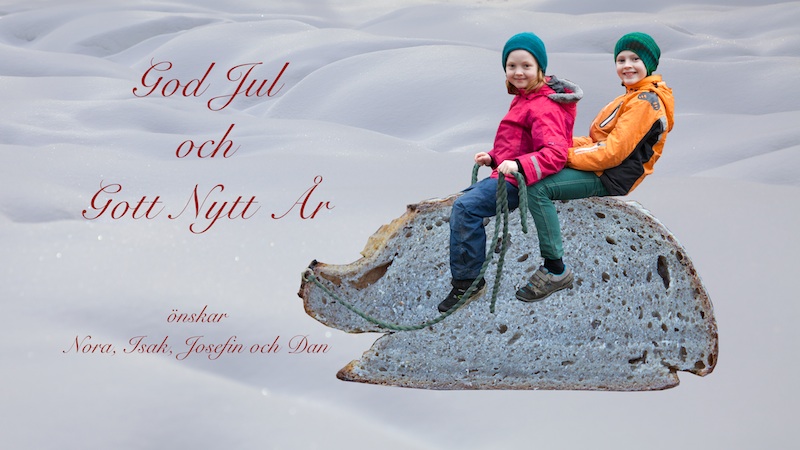 God Jul och Gott Nytt År önskar Nora, Isak, Josefin och Dan