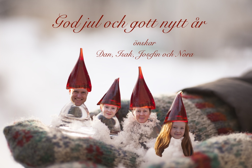 God Jul och Gott Nytt År önskar Nora, Isak, Josefin och Dan